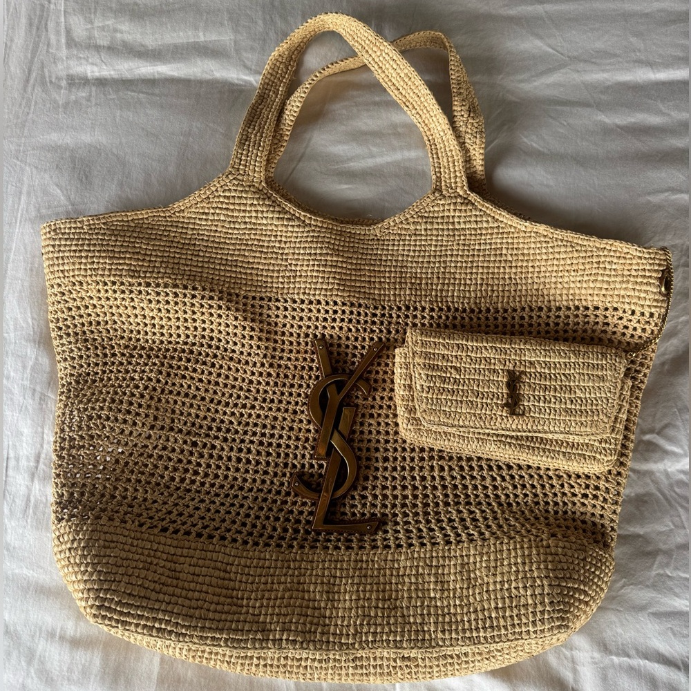 AUTHENTIC Yves Saint Laurent ICARE bag in raffia